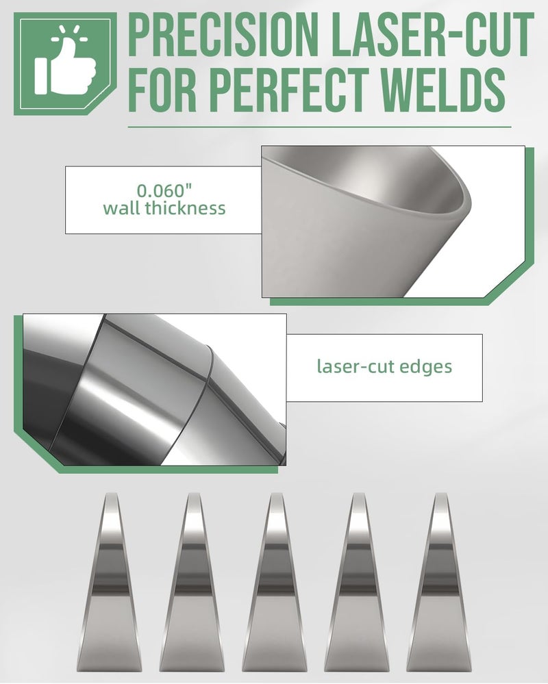 Foruly 1.75" 90-Degree Pie Cuts, 304 Stainless Steel Tight Radius (5-Piece Set) – Unwelded, Laser-Cut & Polished for High-Flow Performance - Image 4